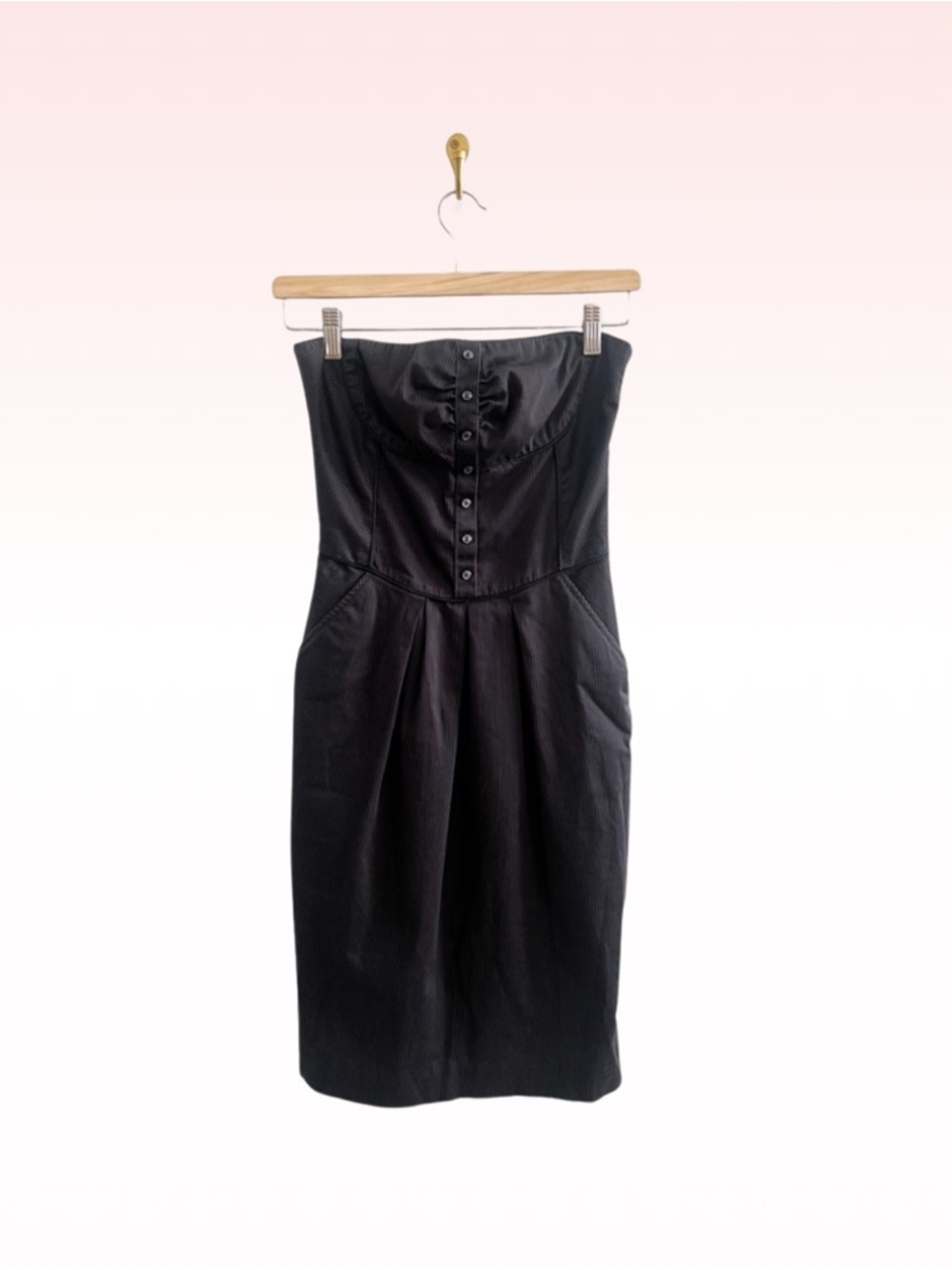 TO THE MAX Pinstripe Strapless Button Down Dress (Sz 2)